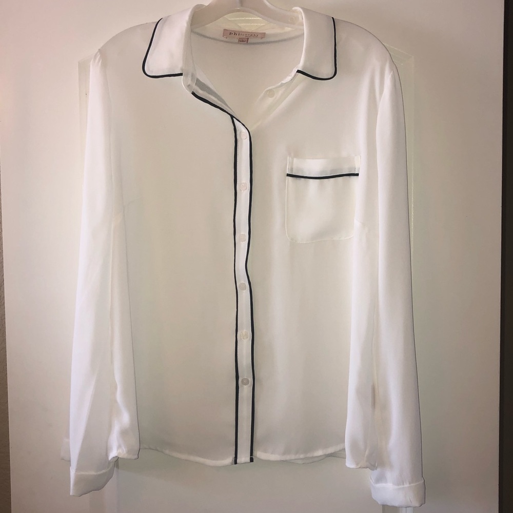 White pajama style blouse